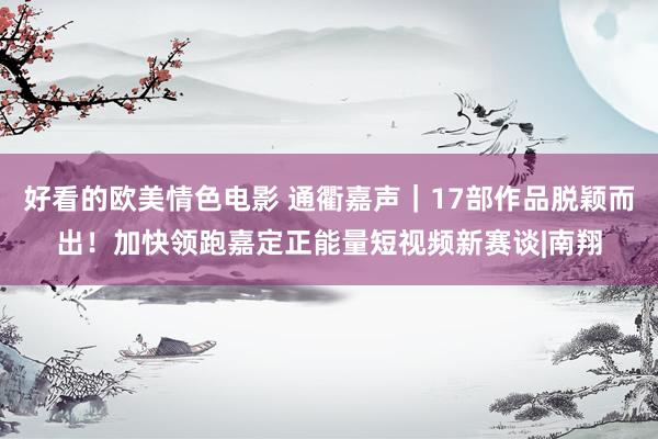 好看的欧美情色电影 通衢嘉声｜17部作品脱颖而出！加快领跑嘉定正能量短视频新赛谈|南翔